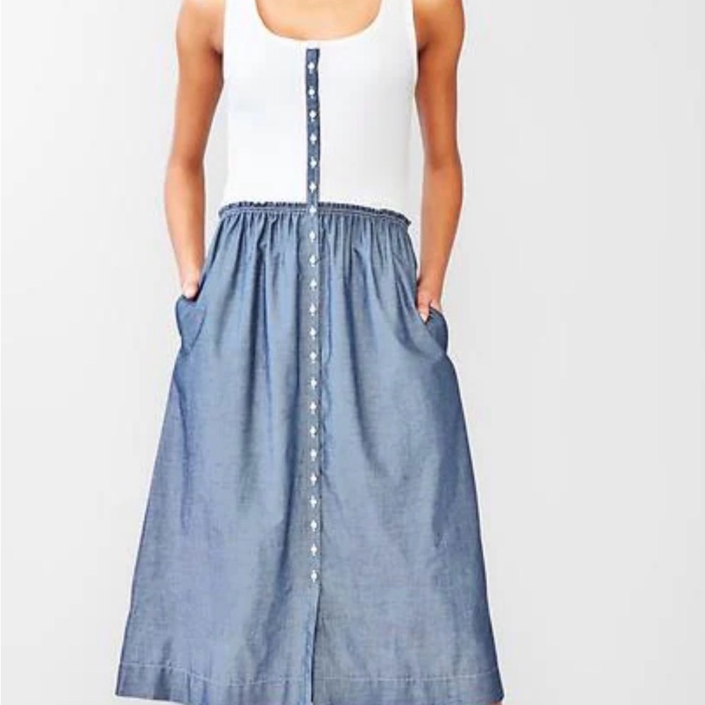 GAP Y2K 1990 Ribbed Mixed Media Tank Dress Womens XS